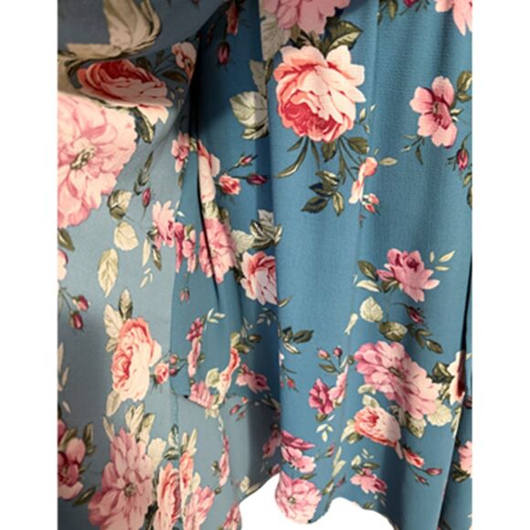 Bobeau Blue Floral Wrap Midi Skirt Size M - Picture 7 of 10